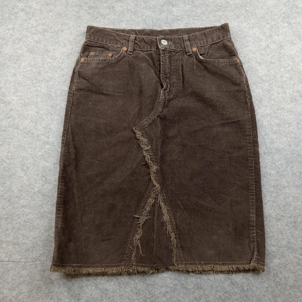 Lucky Brand Skirt Womens 2 26 Cordy Corduroy Raw Hem Frayed‎ Slit American Made